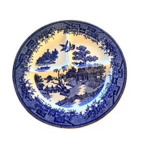 Vintage Sterling China Blue White Divided Plate Scenic 10.25" Chip USA
